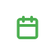 Green calendar icon on a white background, depicting a day-to-day calendar