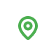 Green map pointer on a white background, indicating the location of a local business icon